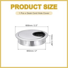 Desk Grommet 1.8 Inch,Zinc Alloy Desk Hole Cover,45mm,Silver