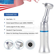 1-10* Dental Slow Low Speed Handpiece Push Button Contra Angle w/ FG 1.6MM Head