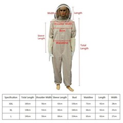 XXL-Unisex Professional Cotton Full Body Beekeeping Bee Keeping Suit W/Veil-Hood