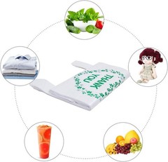 Thank You T Shirt Bags White Plastic Grocery Bags with Handles,Standard Super…