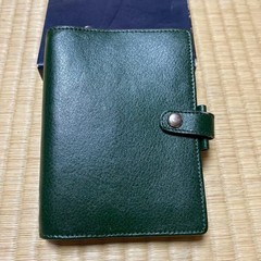 Filofax Leather Pocket Windsor 4 Hole Green Leather Cover Used W/ Box From Japan