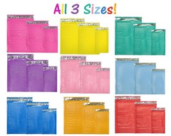 All 3 Sizes! Assorted 8.5×12, 6×9, & 4×8 Colored Poly Bubble Padded Mailers NEW!