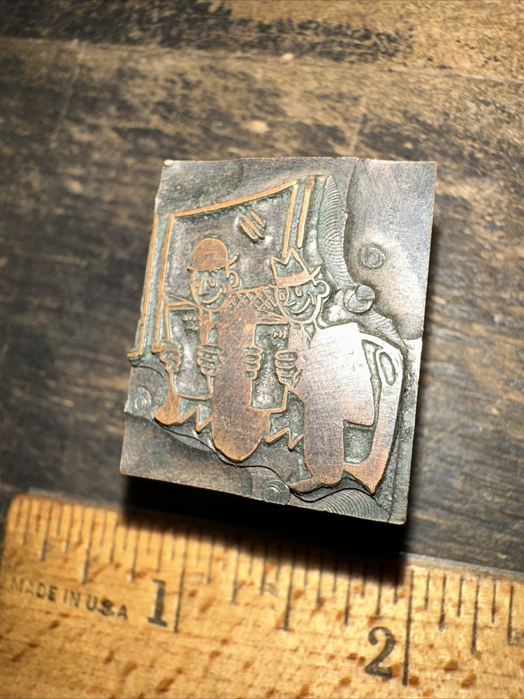 Print Block ( 2 Smiling Men ) Copper Face Printing Block