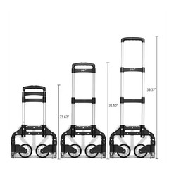 Folding Hand Truck Aluminum Portable Folding Hand Cart 165lbs Capacity Black
