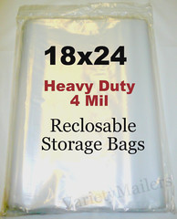 5 EXTRA LARGE 18”x 24” Clear Reclosable 4 MIL HEAVY DUTY Storage Bags