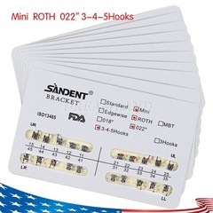 10kits Dental Brackets Braces Orthodontic Mini Roth0.022″ Hooks 3-4-5