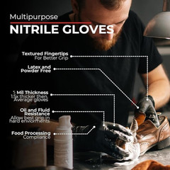 Advance Black Nitrile Exam Gloves 5 Mil Powder Free Disposable Latex Free Glove