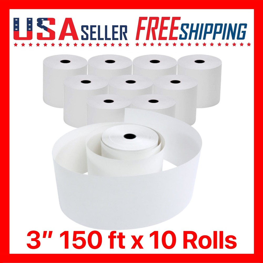 3″ x 150 ft 1-Ply Bond Paper Kitchen Receipt Printers POS 3 inch x 10Rolls