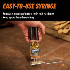 Gorilla 2 Part Epoxy, 5 Minute Set, .85 Ounce Syringe, Clear, (Pack of 1)