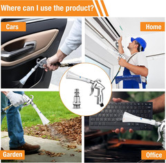 Premium Tornado Air Blow Gun with Nozzle Car Interior cleaning Quickly Silver
