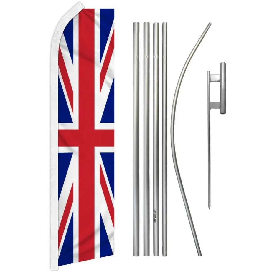 United Kingdom Swooper Flutter Feather Advertising Country Flag & Pole Kit