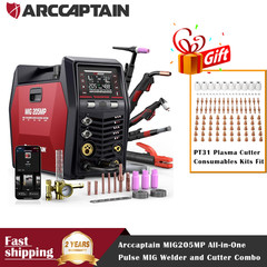 9-in-1 MIG205MP Multi-Process Welder 120/240V+110pcs Plasma Cutting Consumables