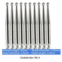 Vakker 10PC Dental Tungsten Low Speed Carbide Burs Latch Type LA RA SURG