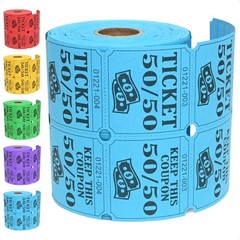 ESSENTIAL 500 Double Roll Raffle Tickets, 50/50 Cards, 4″x2″, Blue