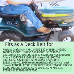 Mower Deck Belt 1/2 x 95.5 HeavyDuty Replacement for 42 Riding Mowers for Lawn