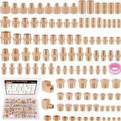 111Pcs Hose Pipe Fitting Assortment Kit, NPT Adapter, Reducer Bushing, Hex Nippl