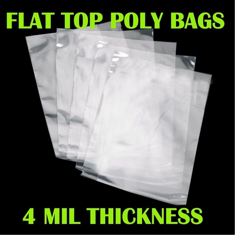 4-Mil Clear Poly Bags Flat Open Top Plastic Packaging Packing Multiple Sizes