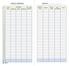 Adams Vehicle Expense Journal, , 3.25 x 6.25 Inches, White (AFR11)