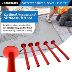 Sandbaggy Concrete Dowel Sleeves – 9” x 1/2” (#4 Rebar Sleeve) – Polypropylene