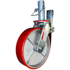 4 pcs Scaffold Caster 8″ x 2″ Red Wheels w/ Locking Brakes 1-1/4″ Stem with Pin