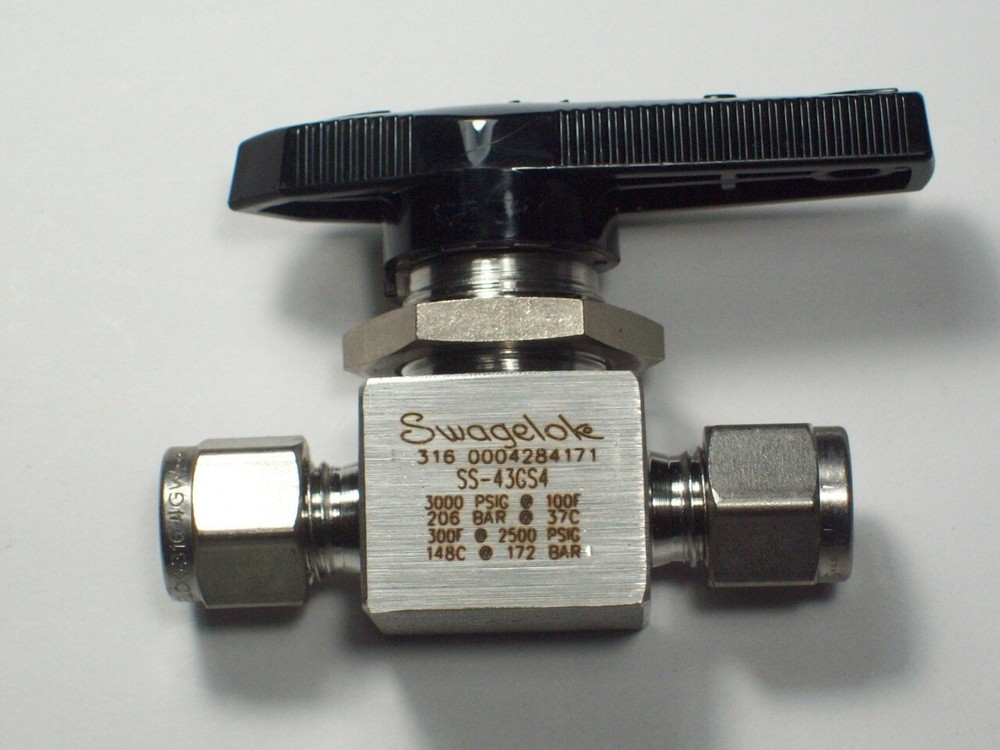1- Swagelok Stainless Steel 40G Series Ball Valve, 1/4″ OD Tube, SS-43GS4