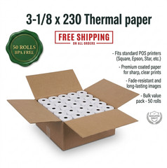 3-1/8″ x 230′ Thermal POS Receipt Paper Rolls BPA Free Cash Register 50 Rolls