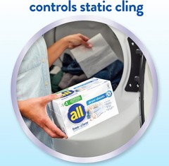 All Free Clear Unscented Fabric Softener Dryer Sheets, 195 Count