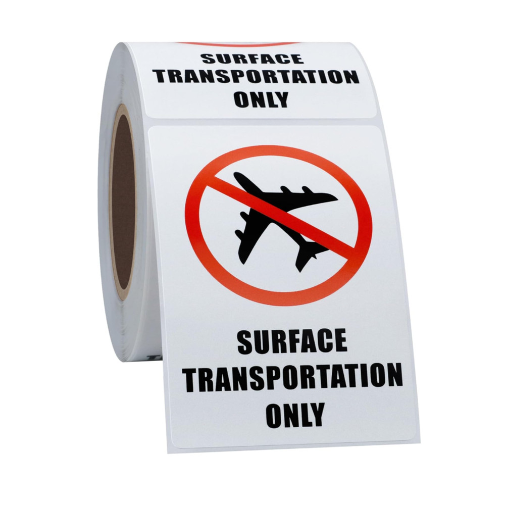 Stickers 2x3x500 Warning Label SURFACE TRANSPORTATION ONLY Required by USPS