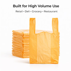 Orange Plastic T-Shirt Bags 1/6 Large 21 x 6.5 x 11.5 in 0.51 Mil