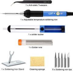 LDK 60W Adjustable Temp Soldering Iron Kit Full Electronics Welding Tool Set