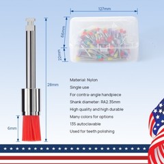 100pcs de cepillos de pulido de nailon dental Copas profilácticas RA tipo plano