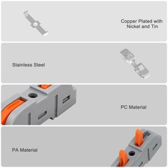60 PCS 1 in 1 out Compact Wire Connectors Snap-On Terminal Solid & Stranded Wire
