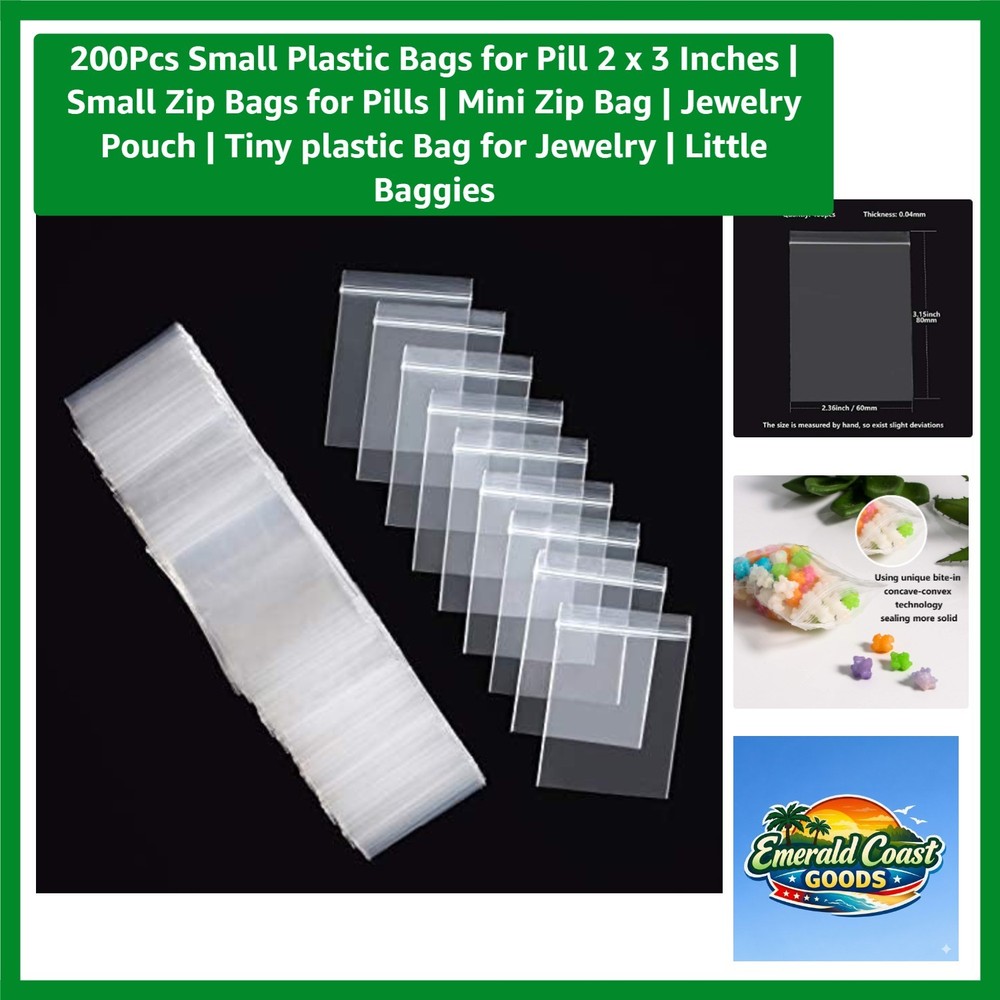 Crystal Clear 2×3 Inch Zip Bags – 200 Pack for Organized Jewelry & Small Items