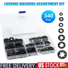 340pc Internal Tooth Star Lock Spring Quick Washer Push On Speed Nut Assortment