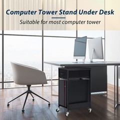 Kokorona Computer Tower Stand with Drawer Mobile PC Tower Stand for Under Desk