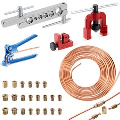 25Ft 3/16″ Copper-Coated Brake Line Repair Kit W/ 16 Fittings, 2 Union and 4 Nut