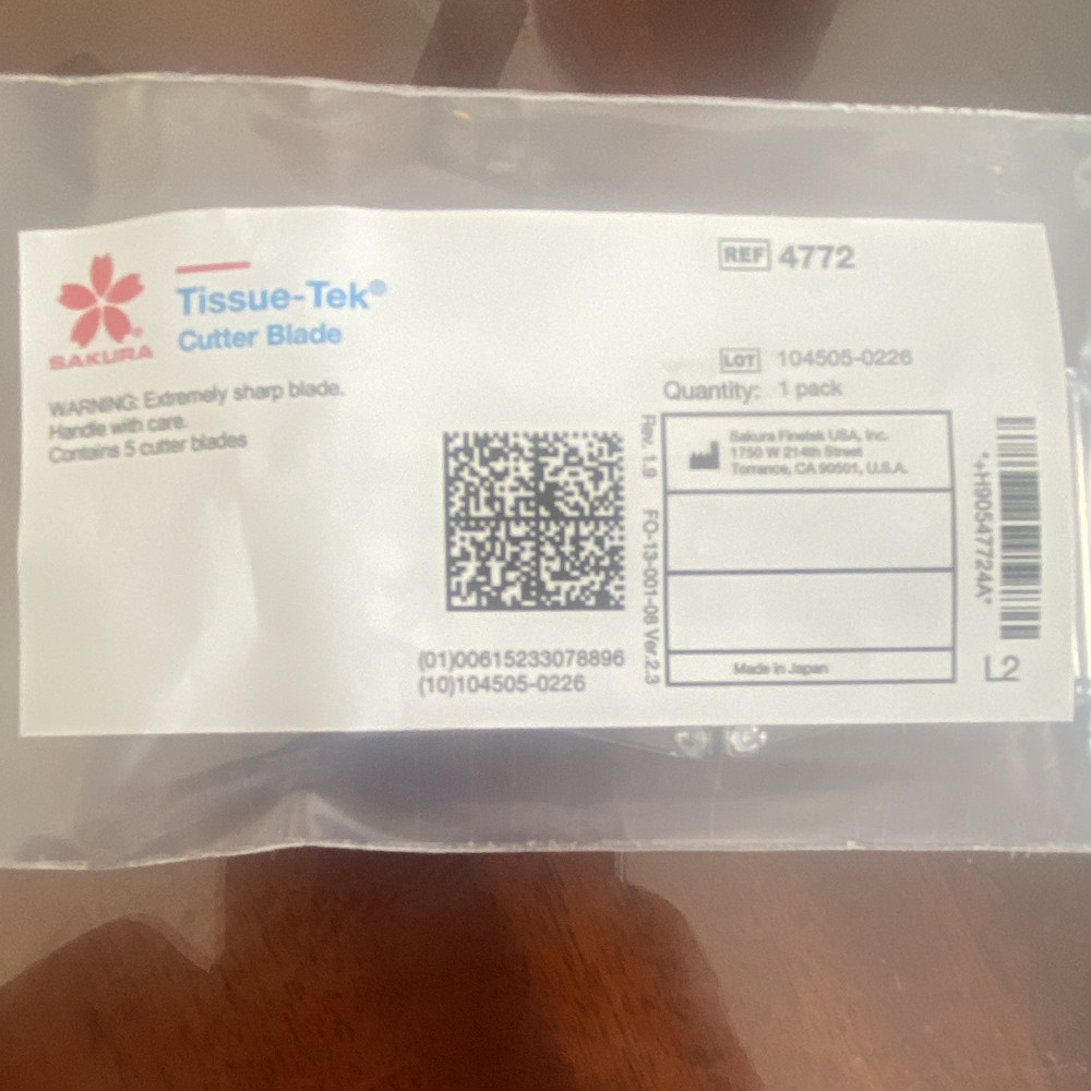 Sakura Tissue-Tek Cutter Blade 4772 Kit, 5 Blades, Medical Laboratory Pathology