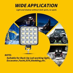 2 x 3 inch 16 LED upper cab & Boom Work Flood Light Fit for Excavator 160LC ZX
