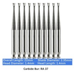 Vakker 10PC Dental Tungsten Low Speed Carbide Burs Latch Type LA RA SURG