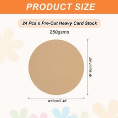 24 Pcs Circle Card Stock, 7.5 Inch Cardstock Paper Circles for DIY, Kraft Color