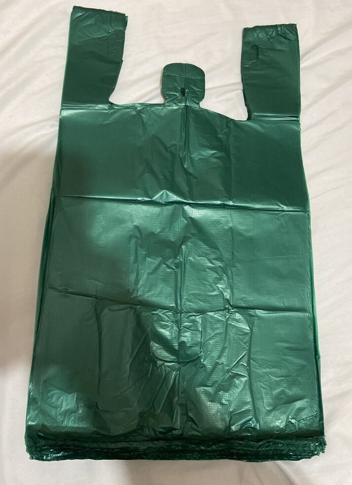 Bags 1/6 Large 21 x 6.5 x 11.5 Green T-Shirt Plastic Grocery Shopping Bags F&S
