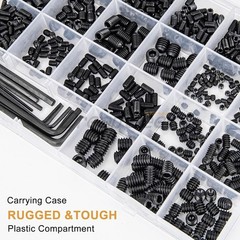 1145Pcs Set Screw Assortment Kit Head Socket Hex Drive Cup Point Grub Screws Set
