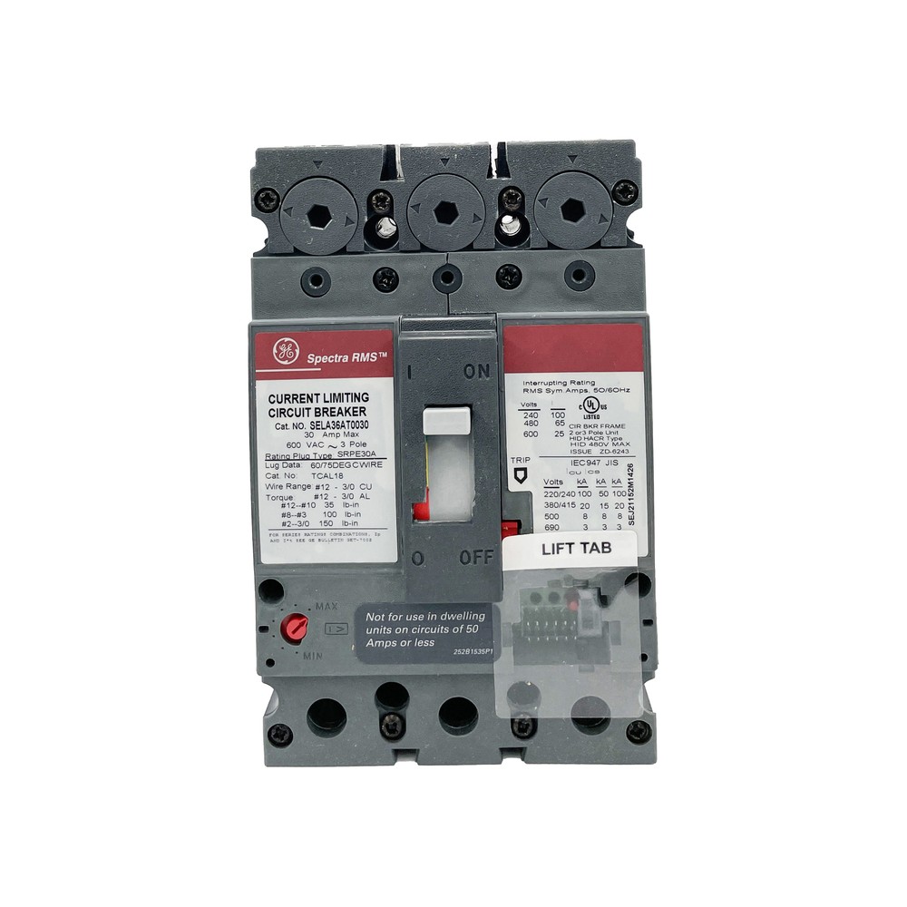 NIB – GE – SELA36AT0030 – Molded Case Circuit Breaker – 30A, 3-Phases, 600V