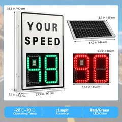 Solar Powered Radar Speed Sign 90*60cm Wireless Speed Display Waterproof IP65
