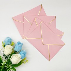 5×7 Envelopes for Invitations with Gold Border, 50 Pack A7 One Size, Pink