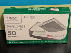 Mead #6 Security Envelopes, 50 Count, White