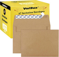 200 Qty A7 Invitation Envelopes 5 X 7, 120GSM Brown Kraft Paper
