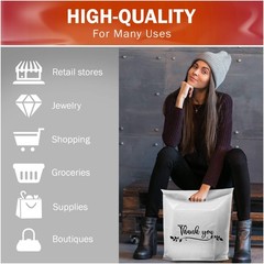 Thank You Merchandise Bags 20×20 Extra Large Leaf Design 100 Pack 2 Mil Thick