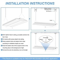 240 Watt LED Linear High Bay Light Warehouse Shop Hanging Fixture 36000LM Indoor