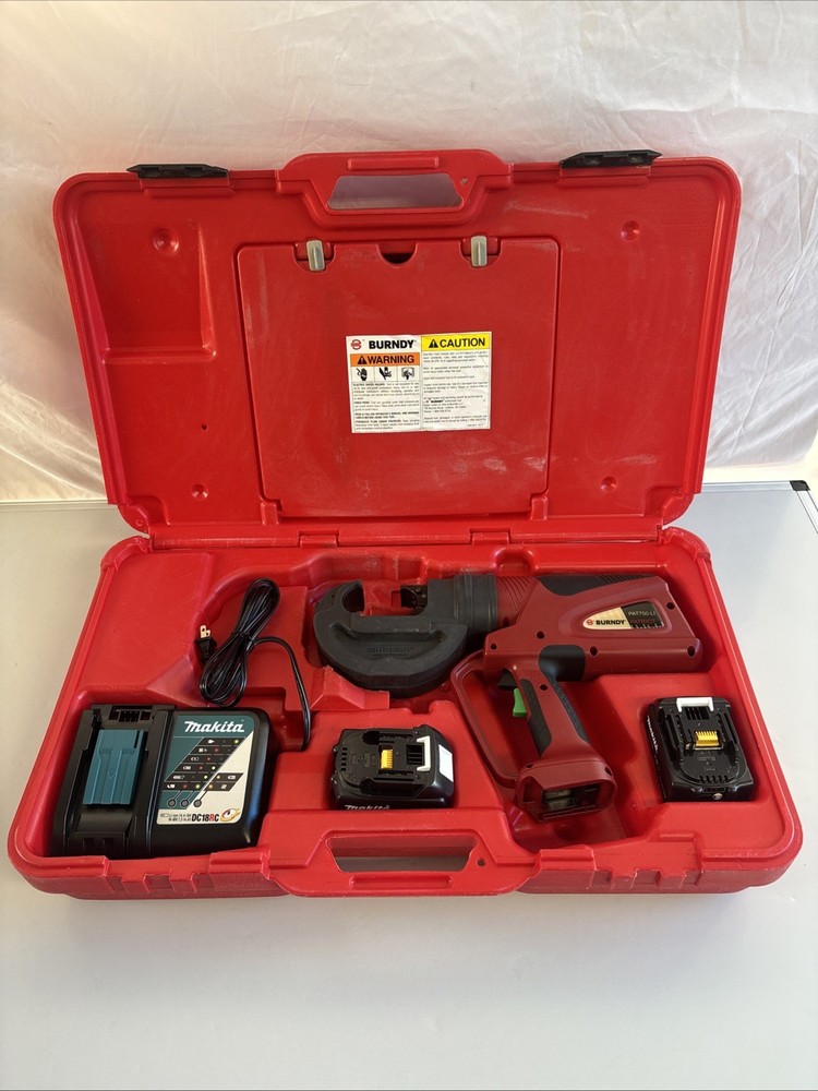 Burndy PAT750-LI Patriot Hydraulic NEW 6Ah Batteries Rubber Head Crimping Tool